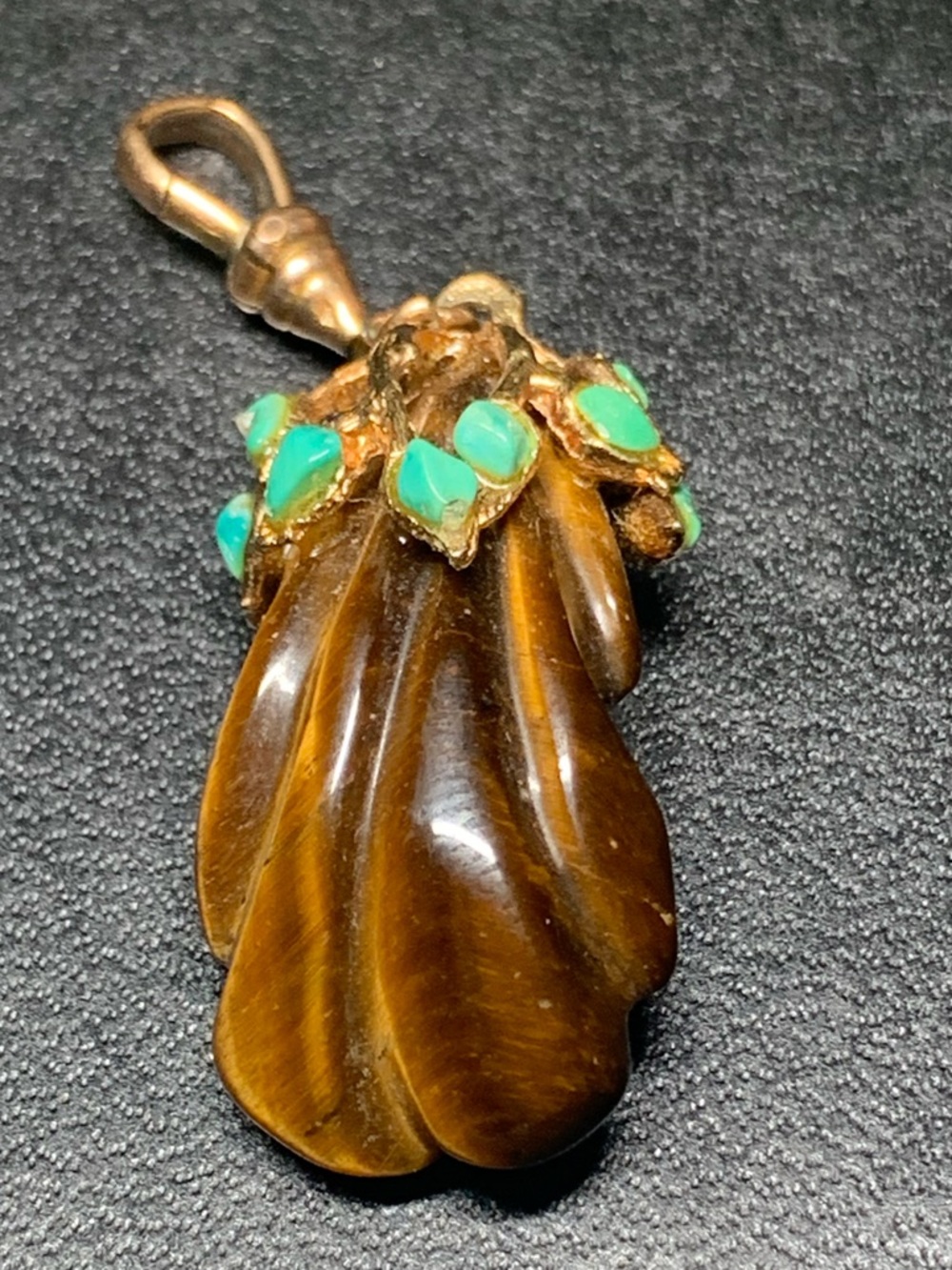 Tigers Eye and Turquoise Stone Drop Pendant - Women's Jewelry